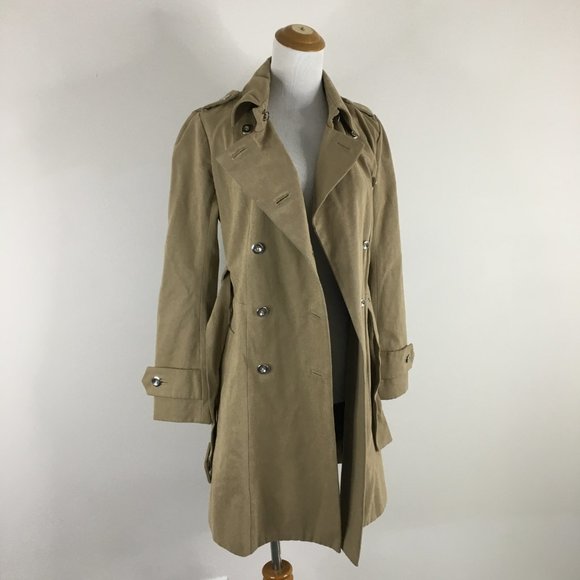 SONIA RYKIEL Beige/Brown Cashmere Blend Long Sleeve Belted Trench Coat Jacket - Picture 4 of 16